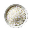 © Sufia - A close-up view of a white bowl filled with white rice grains, isolated on transparent background