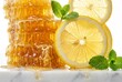 © Betacam-SP - Healthy Honeycomb Composition with Fresh Lemon Slices and Mint
