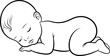 © MSTRAMANA - Sleeping baby silhouette, peaceful infant pose, childcare design, parenting theme, calm rest illustration, newborn innocence, nursery art - flat vector drawing