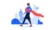 © MUHAMAD - Confident Businesswoman Walking with Red Scarf in Office Environment