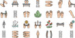 © MDRahamat - Physiotherapy and Chiropractic Treatment Icon Set Featuring Spine Therapy, Massage Techniques, Rehabilitation Exercises, and Pain Relief Symbols for Healthcare Design