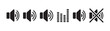 © Mukti - Set of sound level speaker icons. speaker volume, sound wave, equalizer, and mute audio symbol vectors
