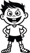 © Shawon's Creation - Cheerful cartoon boy with big smile and mismatched socks standing confidently. Vector illustration