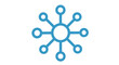 © Ziaul_Studio - Blue network icon with a central node and radiating connections on white background