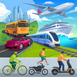 © Asma Artwork  - Transportation Modes Urban Commuting Vehicles.