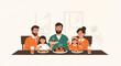 © dada - Family Dinner Gathering Illustration Scene.