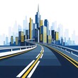 © Ethan - Illustration of a modern city skyline with a highway leading into it, symbolizing progress and urban development