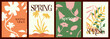 © AdhinesaDaffa - Trendy abstract spring botanical cover collection with warm color palette