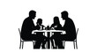 © Asia - A silhouette of a family of four seated around a dining table