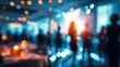 © SKIMP Art - blurred background of business people at corporate event, office party with some bokeh lights and silhouettes of guests dancing in the room Generative AI