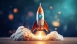 © Leanne - a playful rocket toy launches into a whimsical cloud background with a soft glow capturing a sense of adventure and imagination