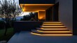 © Arif - Modern exterior steps illuminated with warm accent lighting at twilight