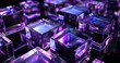 © AthayaStock - A cluster of translucent cubes reflecting vibrant purple and blue light.