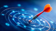 © kaliel - Dart hitting bullseye target symbolizing precision strategy goal achievement and performance focus in business planning.