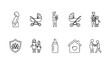 © MstBabli - Parenthood and Family Interaction Outline Icons Baby Care Editable Vector Set