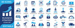© Ricons - Business strategy solid icon set featuring growth, planning, scalability, leadership, innovation, finance, marketing, and performance. Flat vector icons for corporate and management projects.