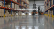 © Abu - E commerce expansion concept with icons in a warehouse background for business growth