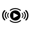 © Chihuahua - Play Button with Sound Wave Icon Black Silhouette音波付き再生ボタンアイコン 黒シルエット