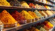 © ruangrit19 - Vibrant Display of Spices in a Market Stall Adds Color and Texture to the Exotic Scene.