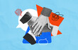 © ImageFlow - Creative concept of teamwork and collaboration with diverse hands stacked together on colorful geometric background with speech bubbles and scribbles.