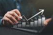 © Nirusmee - Finance and investment concept with profit growth management, financial graphs and statistical analysis, stock and currency fund management, bank interest planning, and high-return investment strategy
