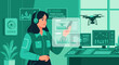 © Fajar - Woman Operating Drone Control System Interface.