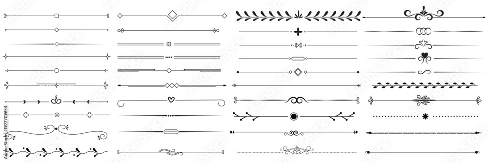 Vector de Stock Set of hand-drawn vector line borders. Lines, borders ...