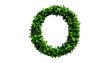© Dirga - Circular wreath composed of densely packed, vibrant green leaves on a black background