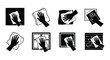 © MdNirob - Series of black and white icons illustrating hand cleaning actions