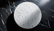 © Amanda - white terrazzo round table top on dark black marble background with dramatic lighting modern concrete look table for kitchen cafe bar product displayed minimalist design studio shot copy space