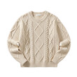 © N A Stock - Cream-colored chunky knit sweater with cable pattern isolated on transparent background