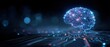 © SKIMP Art - abstract background with a blue digital brain and colorful circuit board patterns, representing an artificial intelligence concept Generative AI