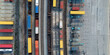 © SNEHIT PHOTO - Aerial view of freight trains and shipping containers in Columbus, ohio.