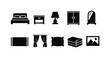 © BlaBla Car - Home and bedroom furniture silhouette icon set for interior design projects