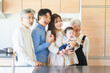 © metamorworks - 家族、赤ちゃん、ベビー、誕生、三世代、ファミリー、笑顔、祖父母、二世帯住宅、子供、三世代家族、シニア、キッチン、ハッピー、子育て、育児、新居、新生活、同居、日本人、リラックス、孫、安心、集合写真、家庭、団らん、おじいちゃん、おばあちゃん、ママ、パパ、女性、男性、ニューボーン、乳児、新生児、保険、相続、少子高齢化、ポジティブ、元気、室内、暮らし、住まい、ライフスタイル、コピースペース、高齢者、お年寄