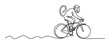 © Maestro - Minimalist single line drawing of a playful monkey riding a bicycle, perfect for modern graphic compositions, childrens learning materials, or active lifestyle promotions.