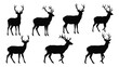 © MDRaisul - A group of deer silhouettes walking in different directions isolated on white background, Vector