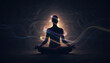© HORIZON PIXELS - Silhouette of a person meditating with colorful energy waves emanating from their body