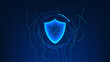 © K illustrator Photo - Cyber security technology shield with digital circuit patterns inside circle interface, representing data protection, cyber defense,information security, and prevention of online attacks data breaches