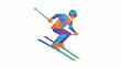 © Ghazuwan - Skiing athlete in action on snow-covered slopes, vibrant illustration