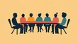 © Irina - A group of eight individuals gathers around a round table, engaged in lively discussion and brainstorming. The atmosphere is bright and inviting, fostering creativity and teamwork
