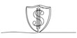 © Gerish - Minimalist financial security icon with dollar sign shield. None editable stroke, Minimalist one line art dollar shield financial protection icon, shield with dollar sign continuous one line drawing.