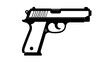 © Barokah - A black silhouette of a handgun against a white background