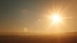 © Alina - Bright sun over hazy skyline. Extreme summer heat concept. Urban heatwave and smog. Climate change background image. Heat risk and dehydration warning. Environmental crisis illustration.