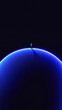 © master1305 - Minimalist design. Businessman standing on glowing blue planet horizon. Concept of strategic decision making, executive leadership direction, independent business thinking and innovation driven growth