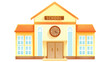 © MdHares - School Building Exterior Front View Education Architecture Vector Illustration