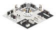 © Arno - An isometric view of a luxury fashion boutique interior with mannequins, clothing racks, and stylish display tables.