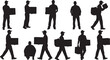© SilhoLab - Silhouettes of workers carrying boxes in various poses and actions