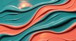 © amrets - Abstract waves of thick turquoise and peach paint create a flowing three dimensional backdrop