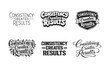 © Coosh448 - Consistency Creates Results. Set lettering. harmonious lettering variations of the same emblematic concept, each with different artistic interpretation (Modern